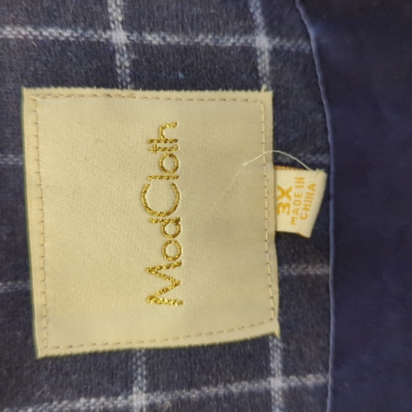 Modcloth Buttoned Tailored Blue Plaid Wide Leg Jumpsuit Size 3X Princess Seams - Picture 6 of 8